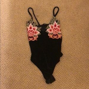 Missguided Floral Appliqué Bodysuit